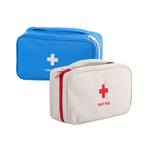 XINGSUI 2 Pieces First Aid Empty First Aid Kit Medicine Storage Portable Camping First Aid Kit (Blue, Grey)