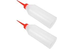 RUNROTOO 2pcs 500ml Plastic Oil Dispenser Bottles with Precision Red Nozzle for Sewing Machines, Engine Oil,