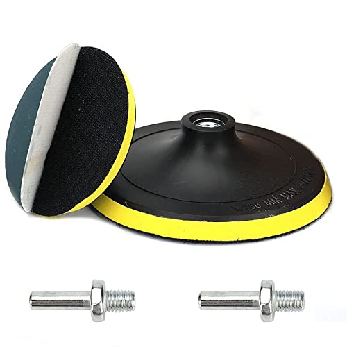 SI FANG 2 Pack 150mm/6 Inch Hook and Loop Backing Pad with M14 Thread Drill Adapter, Car Orbital Sander Polisher Buffer Backing Plate, Polishing Buffing Tool for Sanding Discs/Wool Sponge Pads