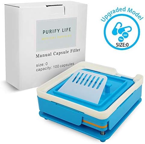 Capsule Filling Machine Kit Size 0# Empty Oil Liquid Pill Filler Medical Device Tool for Holding Vegetable Capsules in Place No Spill Or Mess - Easy to Use at Home Clinic Office (Blue)