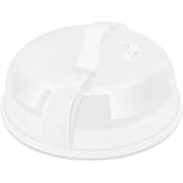 Flexzion 10.5 Inch Microwave Splatter Cover - BPA-Free Anti-Splatter Microwave Cover with Adjustable Steam Vent, Dishwasher Safe, Transparent Plastic Food Covers for Microwave Cooking