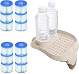 Intex PureSpa Attachable Cup Holder and Refreshment Tray with 12 S1 Pool Filters