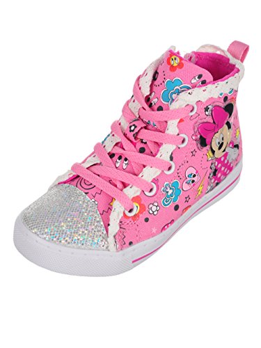 Disney Minnie Mouse Girls' Light-up Hi-Top Sneakers - Pink/Multi, 7 Toddler