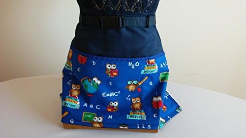 ADJUSTABLE NO TIE APRON - School Pattern / 3 Lined Pockets Waist Apron / Writing, Math, and History / The Perfect Teacher's Gift