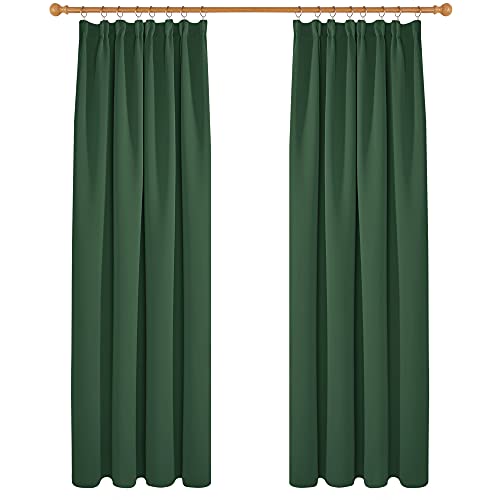 Deconovo Super Soft Thermal Insulated Curtains Pencil Pleat Blackout Curtains for Bedroom 46x90 Inch Forest Green 2 Panels — image 1