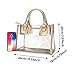 Clear Shoulder Handbags for Ladies, OURBAG Fashion 2 in 1 Designer Women's Waterproof Transparent Handbag Top Handle Crossbody Bag and Purse (Gold)