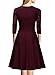 Miusol Women's Vintage Square Neck Floral Lace 2/3 Sleeve Cocktail Swing Dress (XXX-Large, Wine Red)