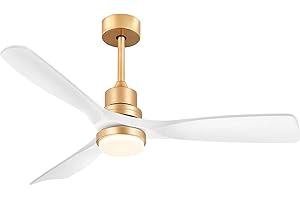 FORROVENCO White and Gold Ceiling Fans with Lights Remote Control, 52 inch Modern Gold Ceiling Fan ETL Listed, 3 Downrods, 3 blades Gold Fan Reversible Quiet DC Motor, Timer, 6-Speed for Outdor Patio Bedroom