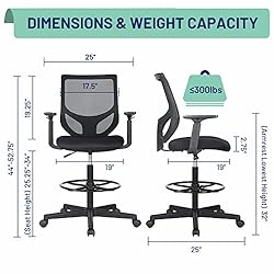 Drafting Chair, Tall Office Chair, High Adjustable