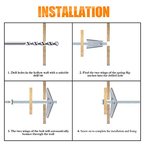 2 SELIKOUR+45PCS+Toggle+Hanging+Drywall