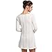 Franterd Women's Plain A Line Cable Long Sleeve Knit Sweater Mini Dress (S, White)