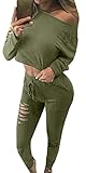 Ybenlow Women's 2 Piece Active Sport Tracksuit Sweatshirt Sweatpants Set
