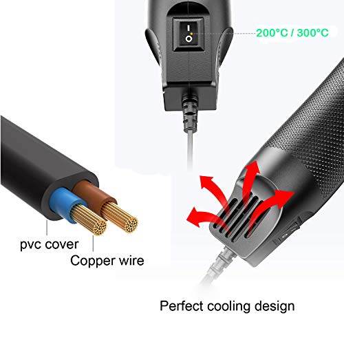 2PCS Heat Gun Electric 300W Dual Temperature Portable Hot Air Gun for DIY Craft Embossing, Shrink Wrapping PVC, Drying Paint, Clay, Rubber Stamp, Multi Function Hand-hold Heat Tools - Thumbnail 5