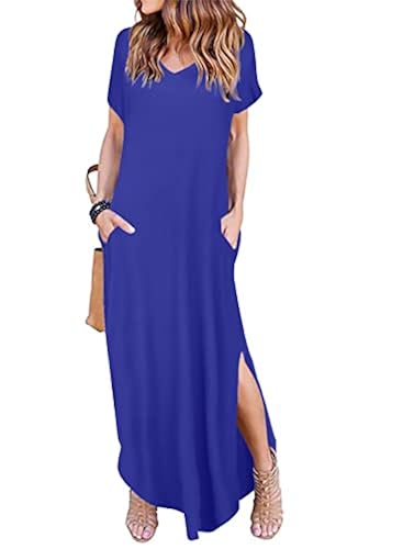 Arolina Women's Summer Maxi Dress Short Sleeve V Neck Casual Loose