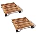 MOUTIK Plant Caddy Wooden Plant Stand 2 Pack Square Indoor Outdoor on Roller Patio/Flower Pot (11.8