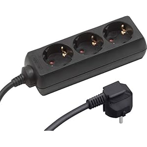 Meister 7430030 Stekkerdoos 3-voudig, 3 m kabel, zwart