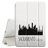 STPlus Sacramento, California USA United States of America City Skyline Silhouette Postcard Smart Cover With Back Case + Auto Sleep/Wake Funtion + Stand for Apple iPad Air 1