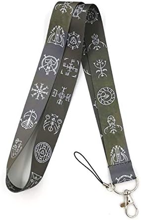 TUDUDU Viking Symbols Vintage Men Couple Neck Strap Lanyard Keychain Mobile Phone Id Badge Holder Rope Key Chain Keyring Accessory Gift 45Cm Length