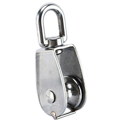 DasMarine 3 Pack Single Pulley Block in 304 Stainless Steel Crane Swivel Hook Single Pulley Roller Loading (M25)