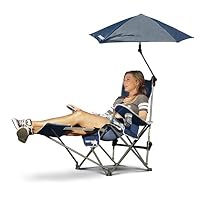 Sport-Brella 3-Position Recliner Chair with Removable Umbrella and Footrest, Midnight Blue