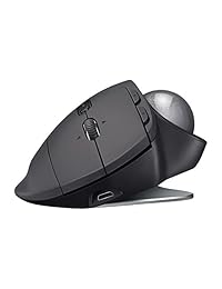 Logitech MX Ergo Wireless Trackball Mouse   Ajustable Diseño Ergonómico, Control y Mueve Text Images Files Entre 2 Windows y Apple Mac Computers (Bluetooth o USB), Recargable, Graphite