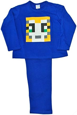 ThePyjamaFactory Boys Girls StampyLongNose Pyjamas Pixel 7-12 Years Stampy Pjs Blue (12)