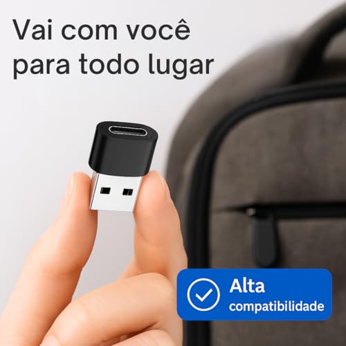 Adaptador USB Tipo C para USB Comum (Tipo A), Carregamento Rápido 30W, OTG Plug, Compatível com iPhone 11 12 13 14 15 16 17 Pro Max, Android, Carro, Power Bank, Transferência de Dados