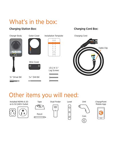 ChargePoint Home WiFi Enabled Electric Vehicle (EV) Charger - Level 2 240V, 32A Electric Car Charger for All EVs, UL Listed, ENERGY STAR Certified, Plug-in, 18 Ft Cable