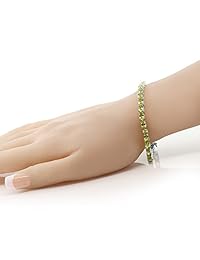 12.00 quilates plata de ley 925 peridot Gemstone Birthstone pulsera de tenis de la mujer, 7.5"