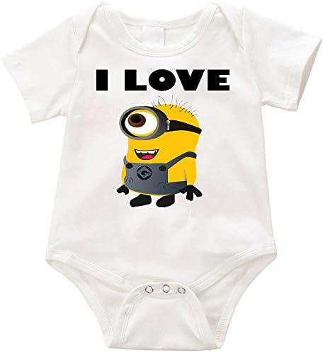 VRW I Love Minions #1- unisex Onesie Romper Bodysuit (3-6months, White)