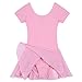 Arshiner Girls Ballet Leotard with Chiffon Tutu Skirt Dance Wear Short Sleeve Toddler Ballerina Outfit Dress Pink