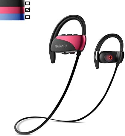 Wireless Headphones with Mic in-Ear Sports Earbuds,12 Hours Battery,Extra Bass Stereo Noise Cancelling,Hands Free Call Earphones (Red)