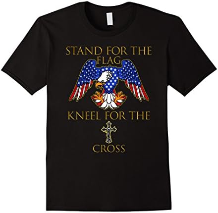 Mens Stand For The Flag Kneel For The Cross Patriotic Eagle Shirt 2XL Black