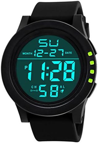 Malltop Multifunction LED Watch, Large Face Waterproof Alarm Changeable Night Light Military Digital Watches (Green)