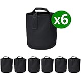 Garden Plant bags / 6-Packs 5 Gallon Grow Bags /Aeration Fabric Pots /Handles (Black)
