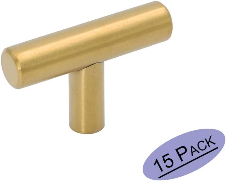 1x Goldenwarm® T Stangengriff Möbelgriffe Messing goldfarben Hohle