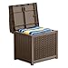 Suncast SSW1201 22 Gallon Resin Wicker Outdoor Storage Deck Box with Seat, Java