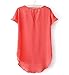 Women Carved Hollow Bat Sleeve Chiffon Top T-shirt Blouses Medium Watermelon Red
