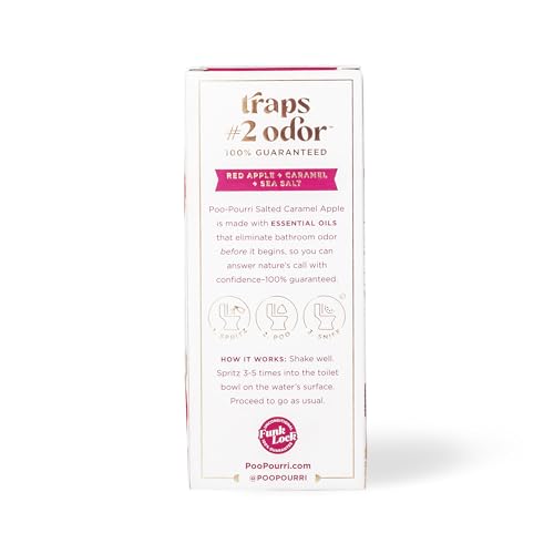 POO-POURRI BEFORE-YOU-GO TOILET SPRAY, SALTED CARAMEL APPLE, 2 FL OZ – CARAMEL, RED APPLE AND SEA SALT