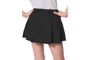 AUGIRIS Girl's Tennis Skirts High Waisted Athletic Golf Skorts with Pockets Skirts for Girl Casual Workout Built-in Shorts