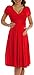 TINYHI Women's Knee Length Short Sleeve Jersey Skater Summer Dress Red Medium