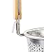 COLIBROX Stainless Steel Food Strainer Colander with Wooden Hook Handle – As Noodle Pasta Strainer Steaming Basket - Best for Rinsing Pasta, Noodles,Fruits,ParBoiling-Fits Most Pots,Easy to Clean
