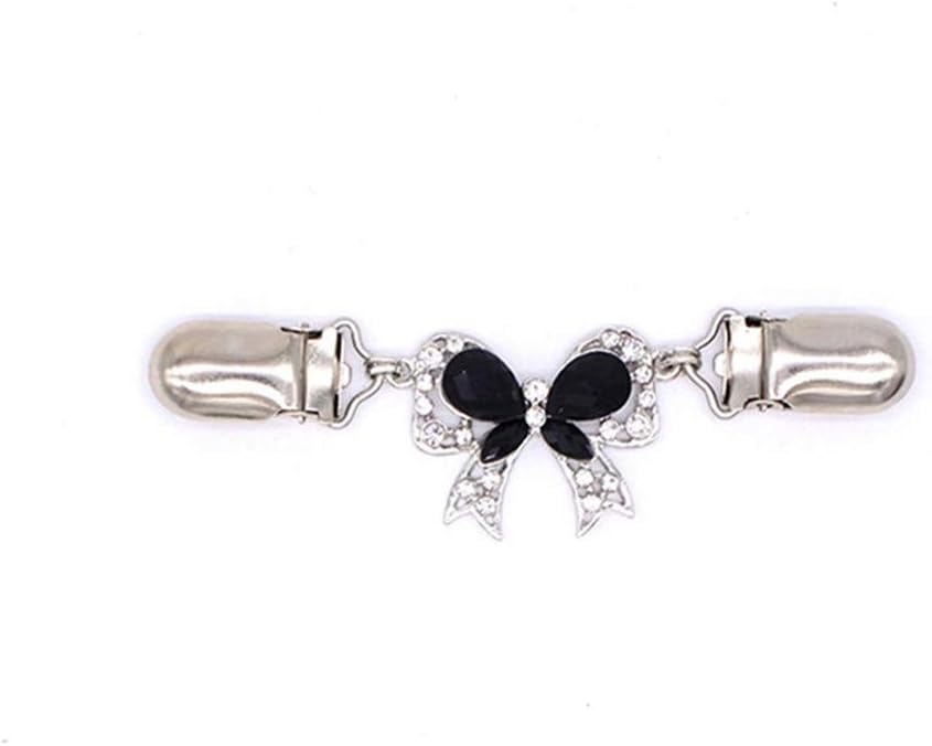 WEILYDF Cardigan Clip Classic Gorgeous Cute Bow Cardigan Sweater Clip Shawl Collar Clips Rhinestone Decorative Metal Buckle Brooch