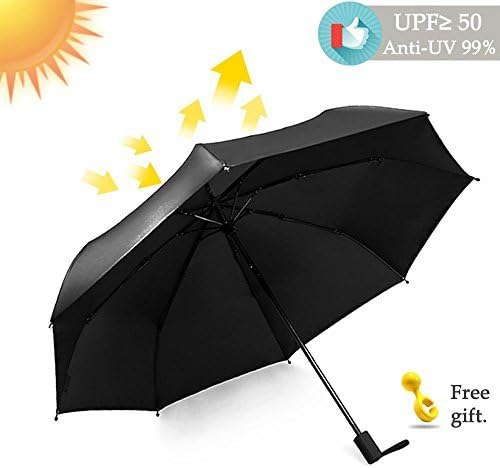 Uv Protection Travel Umbrella, Windproof and Double Canopy, No Button Quick and Easy Open/Close, Lightweight, Compact