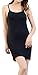 Women's Basic Seamless Cami Long Spaghetti Strap Camisole Slip Dress- Black