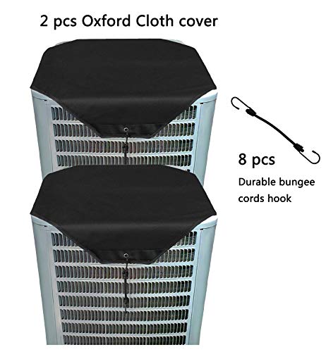 RZMAYIS Ac Unit Cover - Winter Conditioner Top Air Conditioner Leaf Guard Air Conditioner Cover for Outside Units (2 pcs Black Oxford, 36" X 36")