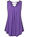 A Line Tank Top , Messic Womens Sleeveless Shirts Scoop Neck Pleats A Line Criss-Cross Back Tank Top(XX-Large,Violet)