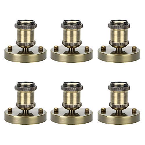Edison Lamp Bulb Holder E27, Lalafancy Vintage Industrial Solid Retro Light Socket Pendant Ceramics Light Adaptor (Bronze, 6 Pack)