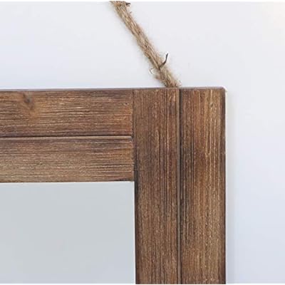 EMAISON 16 X 12 Inch Rustic Wood Framed Wall Mirror with Hanging Rope for Farmhouse Décor, for Entryway, Bedroom… 416t00%2B1XpL