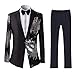Cloudstyle Men's 2-Piece Suit Casual One Button Slim Fit Blazer Stylish Sport Coat & Trousers,Black,X-Large